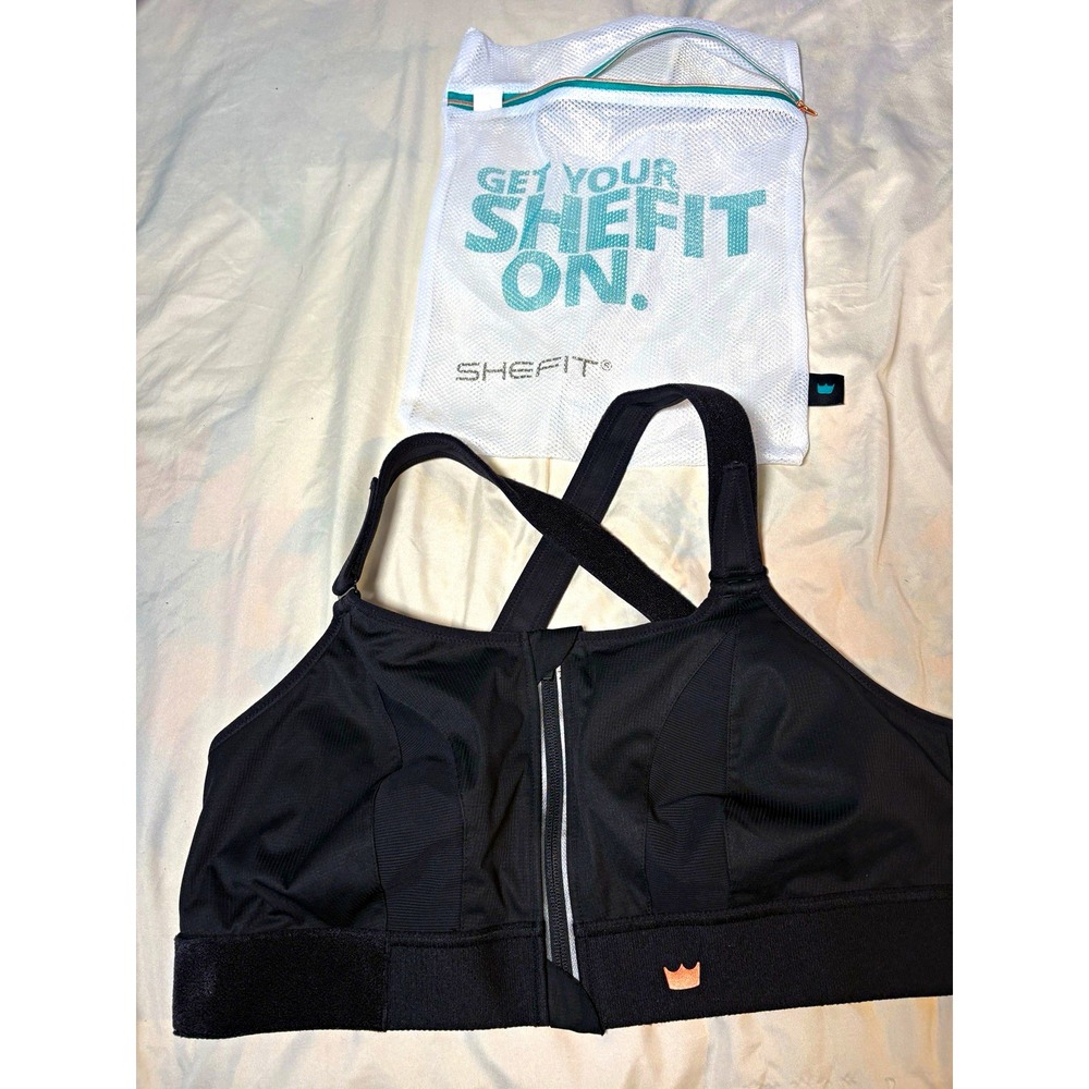 SHEFIT Ultimate Black High Support Front Zip Crossback Sports Bra 2XL